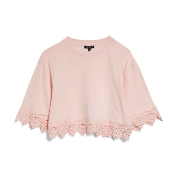 Topshop Tops - TOPSHOP🌺Boxy Lace Crop Top Sz 8  Blush NWT